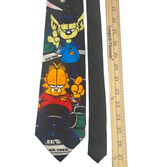 Garfield Star Trek Necktie Odie Novelty Cartoon Tie Vtg 1980s 1990s Crossover - Picture 11 of 11